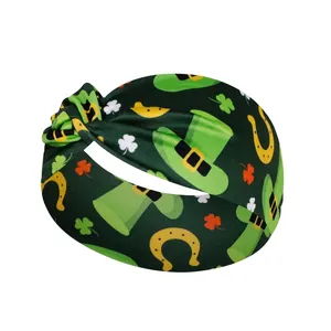 St. Patrick's Day green headband with lucky clover and hat patterns for yoga sports