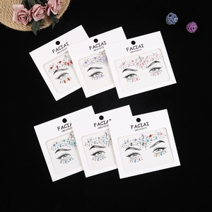 6-pack of crystal face gem stickers for party makeup in assorted vibrant colors