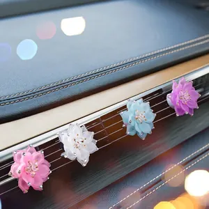 Sparkling crystal lotus flower car air vent clips in four colors for interior decor