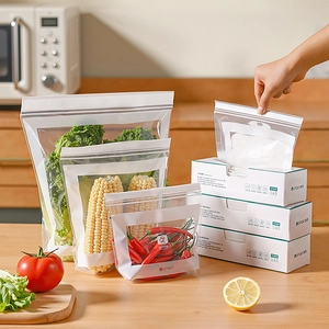 Reusable Food Storage Bags Thickened PE Double Seal Leakproof Freezer Microwave Safe Sealing Ziplock Bags Writable Area