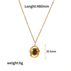 Gold tiger eye stone pendant necklace for women made of durable stainless steel