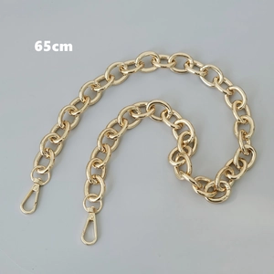 Detailed view of a 65cm golden metal chain strap with spring buckles for handbags