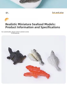Vue détaillée de modèles miniatures de fruits de mer en PVC avec homard et tortue