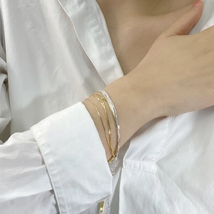 Minimalist S925 sterling silver multilayer mixed gold and silver snake chain bracelet