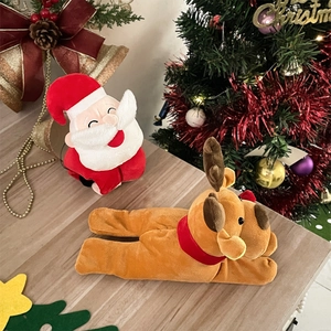 Luminous musical Santa Claus and reindeer plush slap bracelets for Christmas decor