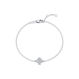 Elegant S925 sterling silver club clover bracelet with D-color moissanite accents