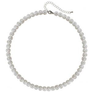 Men's adjustable baseball necklace with 10mm white rhinestones and beaded chain
