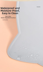 Macro detail of waterproof silicone pet mat showing non-slip texture and water droplets