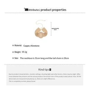 Detailed size and material specs for gold crystal oval necklace with dimensions and weight