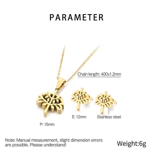 Detailed dimensions of Tree of Life necklace set with 15mm pendant and 12mm earrings