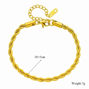 Details eines goldenen Kordelketten-Armbands mit 18+5cm Länge und S.STEEL-Stempel