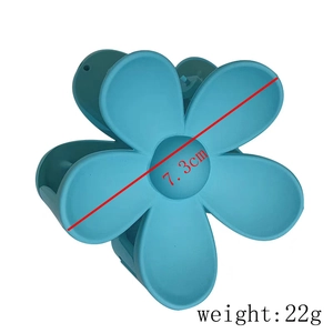 Blue flower hair claw clip with a 7.3cm diameter and 22g weight for girls