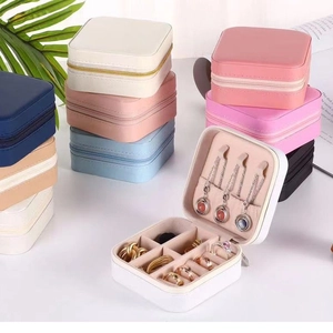 Portable Jewelry Organizer PU Leather Travel Storage Case For Earring Necklace Ring Zippered Mini Display Box