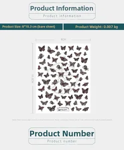Detailed view of TS-334 5D embossed blood red butterfly nail art stickers with 3D texture