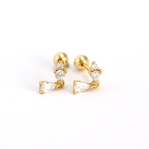 Golden 925 sterling silver drop earrings with sparkling zircon teardrop pendants