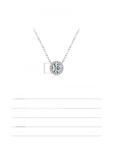 Dettaglio collana in argento S925 con pendente moissanite 0,8ct e specifiche tecniche