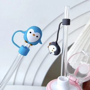 Housse de paille pingouin en silicone mignon couvercle anti-poussière accessoire