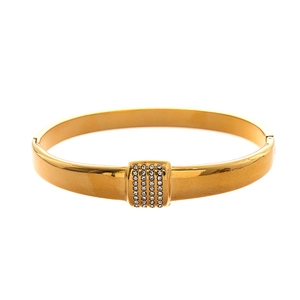 Minimalistisches goldenes Edelstahl-Armband mit geometrischem quadratischem Diamantbesatz