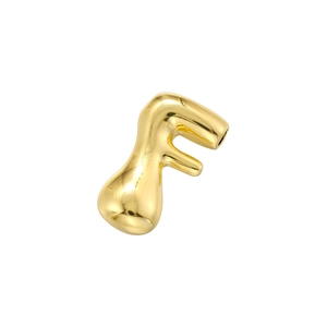 Polished shiny gold bubble letter F bead pendant accessory for necklace making