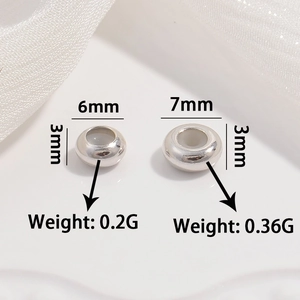 S925 sterling silver flat round slider beads for DIY jewelry making in 6mm and 7mm sizes