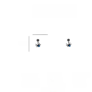 Detail view of 3D spider earring with moonstone, s925 silver needle, 4.5cm length