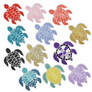 Sea Turtle Embroidered Patches Iron On Appliques Colorful Animal Embroidery For Clothing Bags DIY Decor