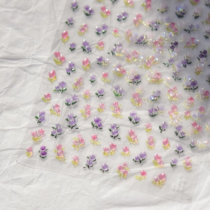 3D shell luster tulip nail art stickers in macaron colors with embossed texture