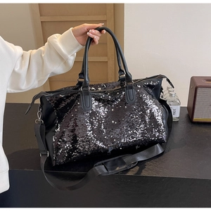 Bolso de viaje de lentejuelas negras gran capacidad bolso de hombro para mujeres