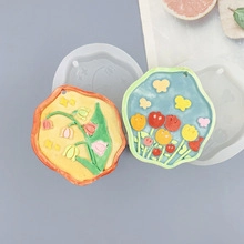 Silicone mold for cat dog tags featuring lily of the valley and tulip flower patterns