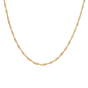 Collana a catena a onde d'acqua in acciaio inossidabile placcato oro 18K su sfondo bianco