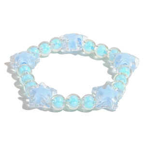 Chic jelly color star beaded bracelet in light blue acrylic with colorful round beads