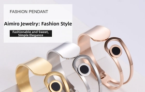 Three-color wide bangles in gold, silver, and rose gold with hollow eye-shaped design