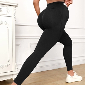 High waist black yoga leggings with side pockets and lifting shape for women