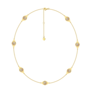 S925 sterling silver evil eye necklace with seven opal and zircon charms in gold finish