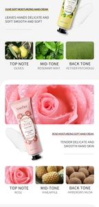 Detail van SADOER handcrème geurnoten en ingrediënten met olijf- en roosextract