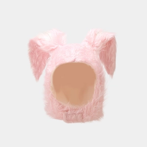 Bonnet lapin en peluche rose avec lanières pour la chaleur de l'automne et hiver