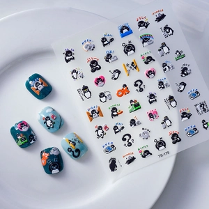 3D embossed cute penguin nail art stickers with various poses for DIY manicure decor
