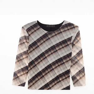 Women's slim fit plaid mesh long sleeve dress with retro brown and black checkered pattern