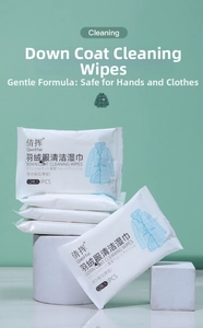 Detail of 12pcs portable down jacket cleaning wipes for oil stain removal without water