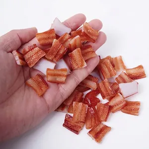 Modello Di Cibo Realistico In Miniatura Fette Di Pancetta Di Maiale PVC Materiale Fai Da Te Per Casa Delle Bambole Oggetto Di Scena