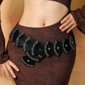 Cintura Corsetto da Donna Occidentale Patchwork a Ventaglio Esagerato Cintura Larga Con Occhielli in Metallo Pelle PU Cintura Moda Decorativa