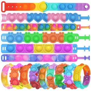 Easter rabbit silicone pop it fidget bracelet in vibrant rainbow and tie-dye colors