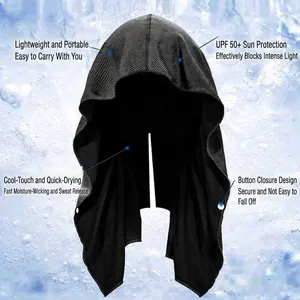 U-shaped cooling hooded towel with UPF50+ sun protection and quick-dry mesh fabric