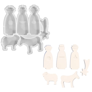Molde de silicona DIY para figuras de Pascua incluyendo ovejas y burros de yeso