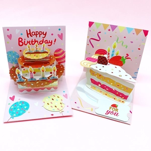 3D Pop Up Birthday Greeting Cards Laser Cut Cardstock Gold Foil Cake Unicorn Designs Creative Gift Message Note Cards