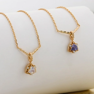 Collane in argento S925 placcato oro 14K con pendenti in pietra di luna e ametista