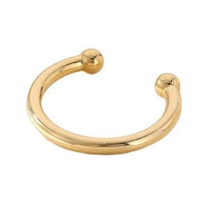 Bracelet jonc ouvert minimaliste en acier inoxydable plaqué or 18 carats avec boules