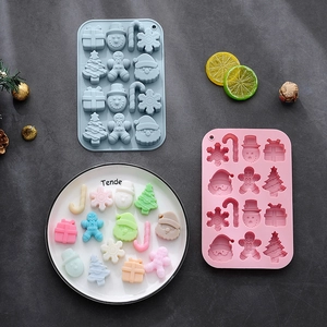 Christmas Silicone Cake Mold Snowman Gingerbread Man Candy Cane Tree Shapes For Baking Chocolate Candy Jelly DIY Holiday