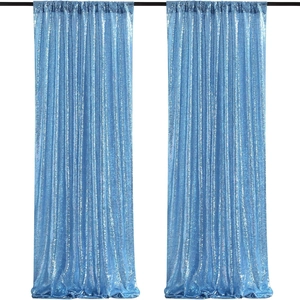 Blaue Paillettenvorhänge mit Stangentasche für Hochzeiten und Event-Tischdekorationen