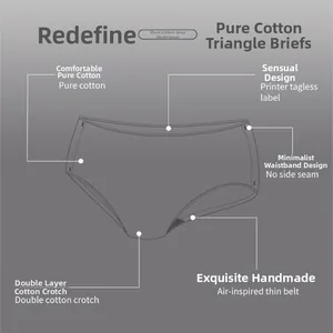 Detail view of cotton briefs showing the double-layer crotch and seamless waistband